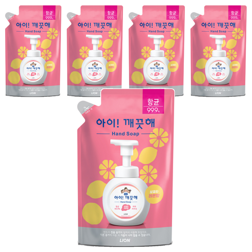 아이깨끗해 핸드워시 레몬향 리필, 450ml, 5개