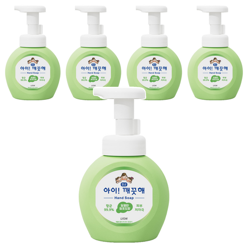 아이깨끗해 향균 폼 핸드솝 청포도향, 250ml, 5개