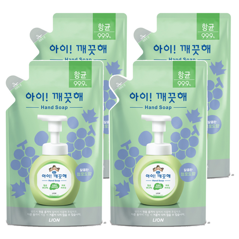 아이깨끗해 향균 폼 핸드솝 리필형 청포도향, 200ml, 4개