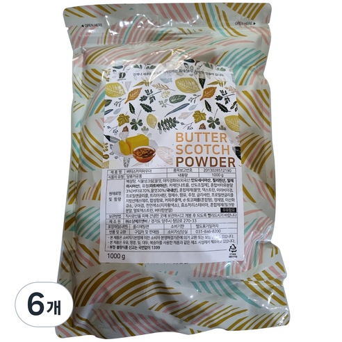 파피루 버터스카치 라떼 파우더, 1kg, 1개입, 6개