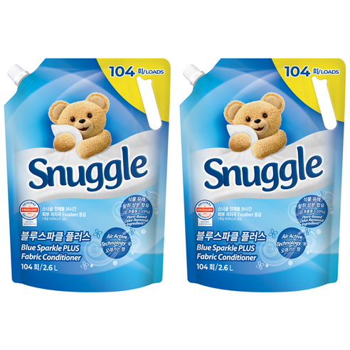 스너글 블루스파클 플러스 섬유유연제 블루스파클 플러스향 리필, 2개, 2.6L