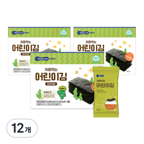베베쿡 처음 먹는 어린이김, 15g, 12개, 김