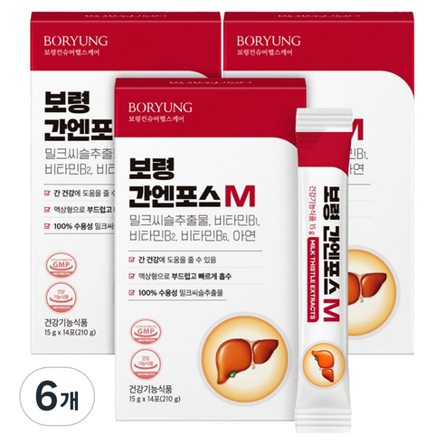 보령 간엔포스M 액상 밀크씨슬 간건강 실리마린 14p, 6개, 210g