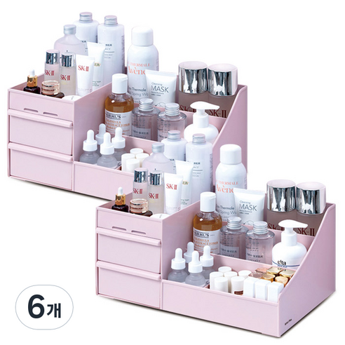 마켓플랜 멀티 화장품 정리함, 6개, 핑크