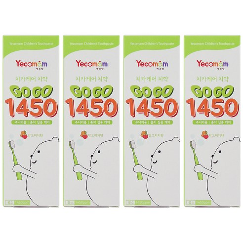 예꼬맘 아동용 고고 불소 1450 치약, 4개, 60g