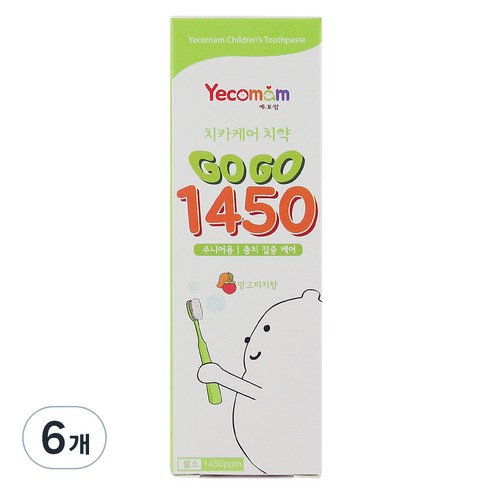 예꼬맘 아동용 고고 불소 1450 어린이 치약, 6개, 60g