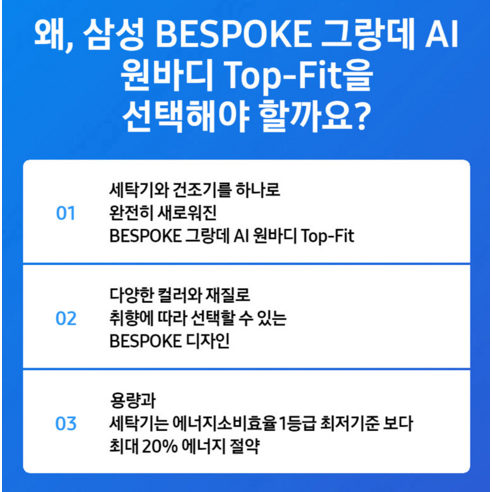 삼성전자 BESPOKE 그랑데 AI 원바디 Top Fit WF2420HCEEC 세탁기 24kg + 건조기 20kg 방문설치, 그레이지