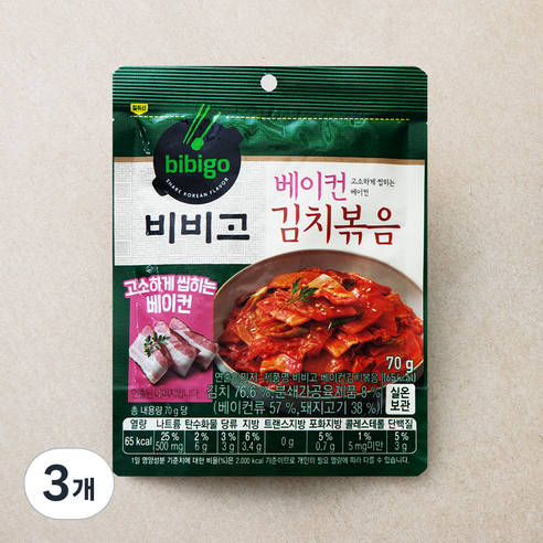 비비고 베이컨 김치볶음, 70g, 3개