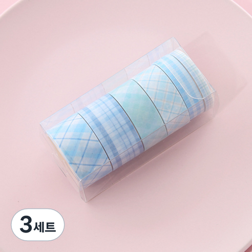 해피제이 다꾸 벽꾸미기 파스텔 체크 마스킹테이프 6종 세트, 3세트, 6 블루