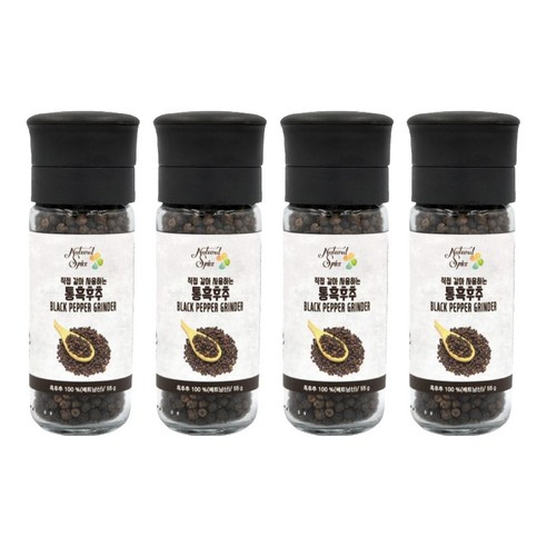 내츄럴스파이스 직접 갈아 사용하는 통흑후추 그라인더, 55g, 4개
