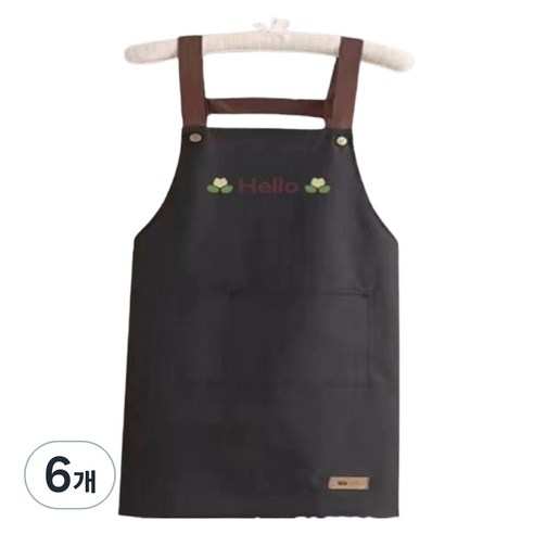 프리미엄 포켓 방수 앞치마, 블랙, 6개