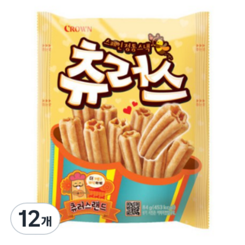 크라운 스페인 정통스낵 츄러스, 84g, 12개