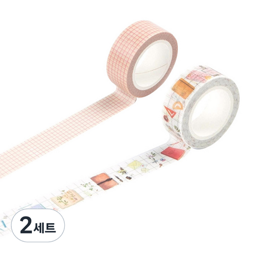 라이프포인트 라이프스타일 디자인마스킹테이프 세트 15 mm x 7 m, 02격자, 10다이어리, 2세트