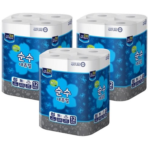헬로 순수 내츄럴 27M, 12롤, 3개