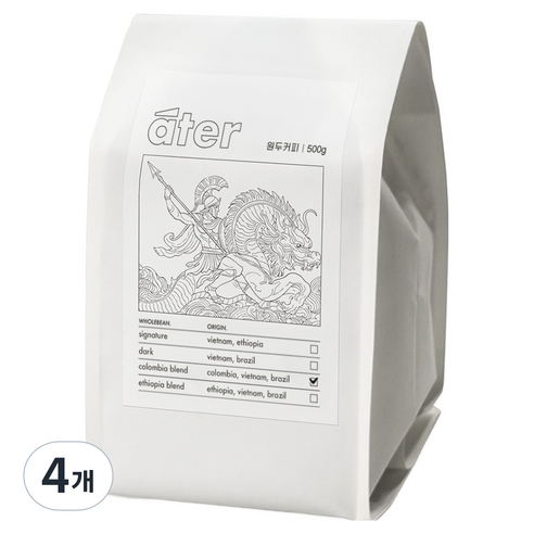 아테르 콜롬비아 블렌드 원두커피, 500g, 4개, 홀빈(분쇄안함)