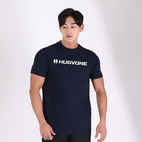 허그본 남성용 시그니처 002 머슬핏 반팔 티셔츠 무지라인
