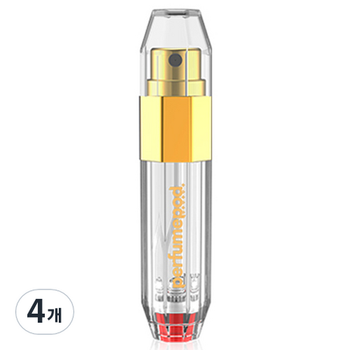 트라발로 퍼퓸팟 크리스탈 펌핑식 충전 휴대용 향수공병 5ml, 골드, 4개