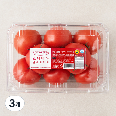 애드스윗 스테비아 완숙 토마토, 1kg, 3팩