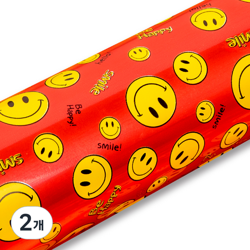 좋은기븐 해피스마일 메탈롤 포장지, 레드, 2개