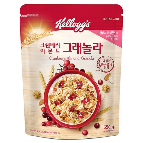 켈로그 크랜베리 아몬드 그래놀라, 550g, 1개