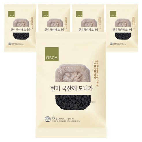 올가홀푸드 현미 국산깨 모나카, 104g, 5개