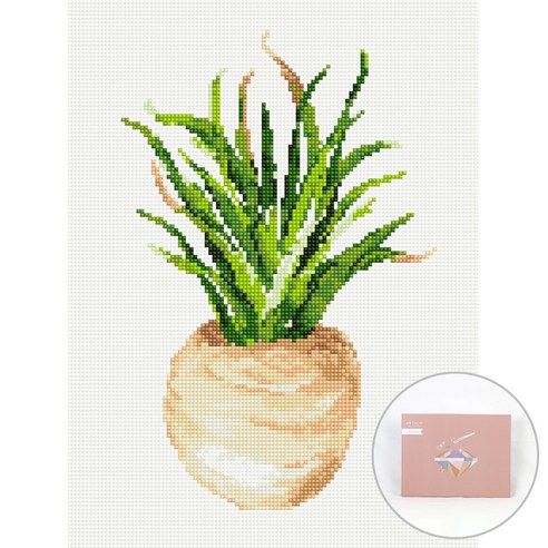 아트조이 DIY 보석십자수 캔버스형 30 x 40 cm, 미니 알로에, 1세트