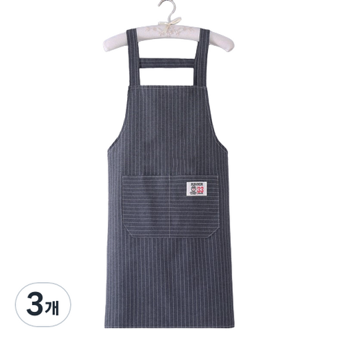 씨오브비 주방용 카페용 코튼 패브릭 앞치마, 다크그레이, 3개