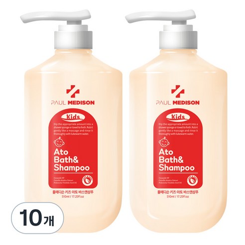 폴메디슨 키즈 아토 바스앤샴푸 올인원워시 베이비파우더향, 510ml, 10개