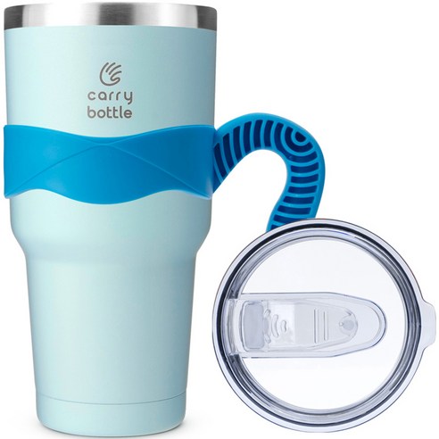 캐리보틀 몬스터 텀블러 + 전용 손잡이 세트, 민트(텀블러), 블루(손잡이), 900ml