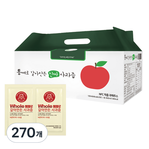 통째로 갈아만든 사과즙 일반파우치, 100ml, 270개