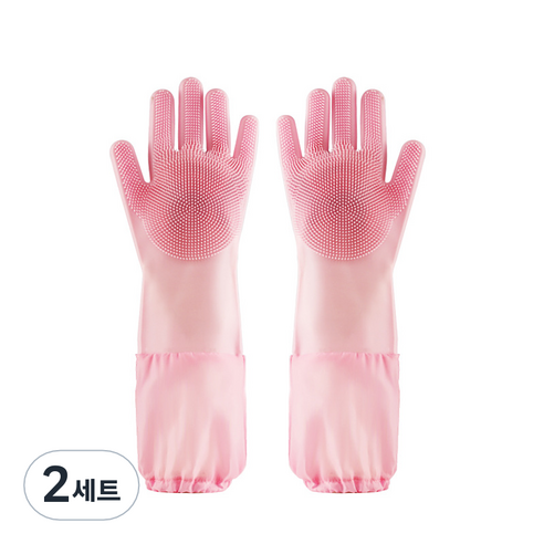 안티 스크래치 실리콘 고무장갑, 14 핑크 확장 섹션, 2세트