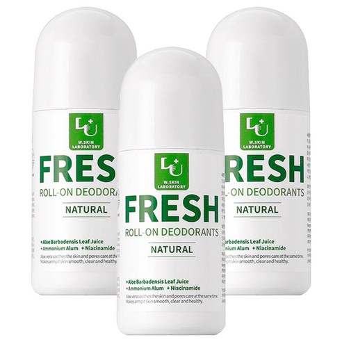 더블유피부연구소 프레쉬 롤 온 데오드란트, 30ml, 3개