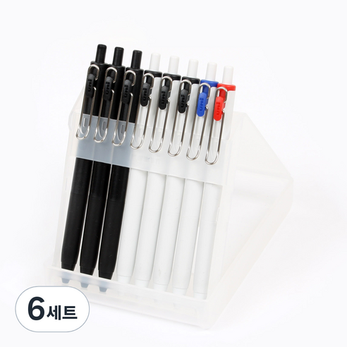 미쓰비시 유니볼원 베이직 볼펜 8p 세트 0.38mm, 블랙, 레드, 블루, 6세트