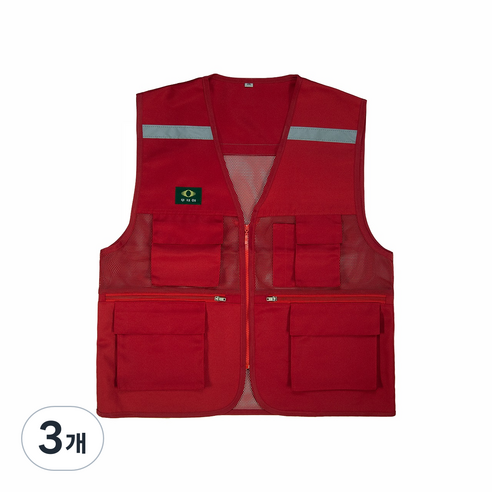 다원 T/C 망사 안전조끼 빨강, 3개