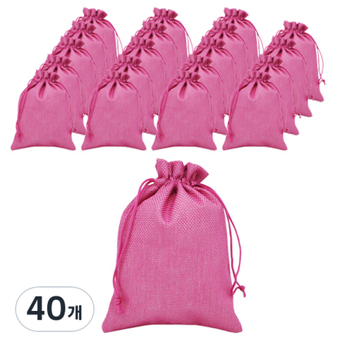 도나앤데코 컬러 마소재 주머니 소, 푸시아핑크, 40개