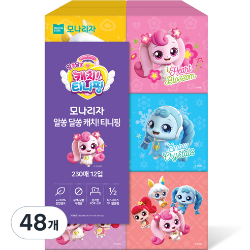 모나리자 알쏭달쏭 캐치 티니핑 미용티슈, 230매, 48개