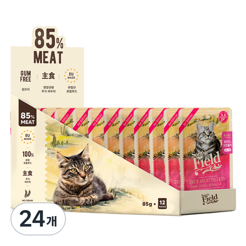 샘스필드 키튼 고양이 주식파우치, 칠면조, 85g, 24개