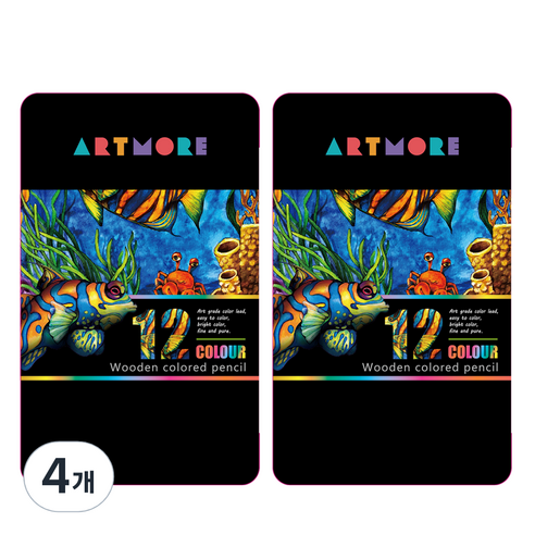 아트모아 전문가용 색연필 틴케이스, 12색, 4개