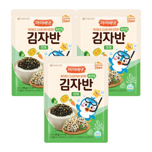 아이배냇 유아용 김자반 야채, 혼합맛(김/야채), 25g, 3개