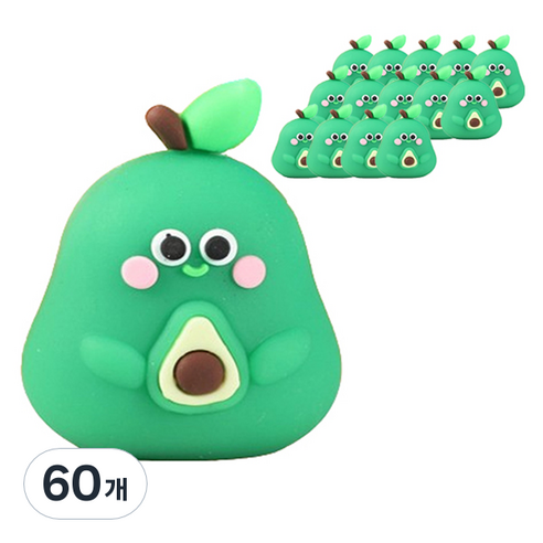 마켓감성 실리콘 캐릭터 연필깎이 아보카도, 60개