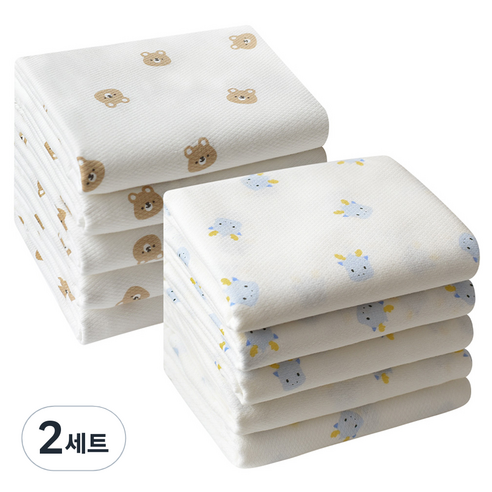 베이비앤아이 소프트 사각 천 기저귀 2종 x 5p 세트, 고미, 용이, 2세트