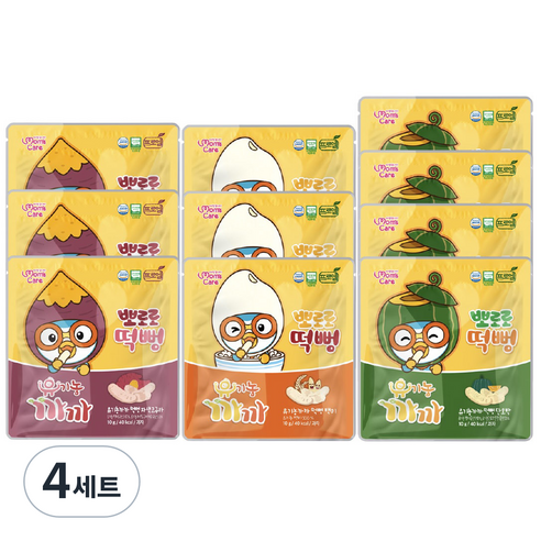 까까 뽀로로 떡뻥 아기과자 단호박 4p + 자색고구마 3p + 백미 3p 세트, 단호박, 자색고구마, 백미, 4세트