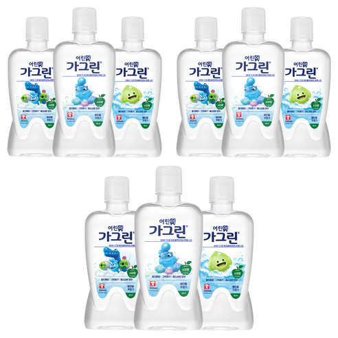 가그린 어린이용 구강세정제 사과향, 380ml, 9개
