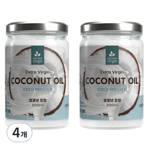 파머스오리진 엑스트라 버진 코코넛 오일, 500ml, 4개