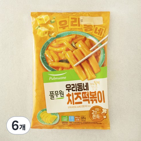 풀무원 우리동네 떡볶이 치즈 2인분, 325g, 6개