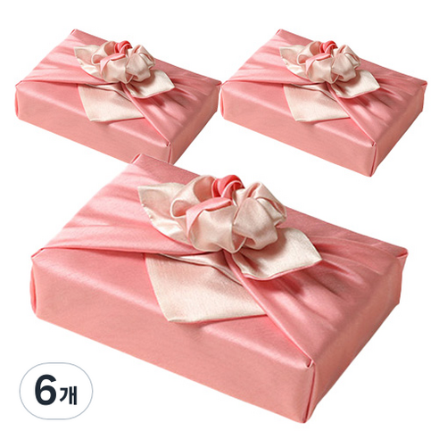 통샵 실크 겹 보자기 80 x 80 cm, 111 로즈핑크 + 아이보리, 6개