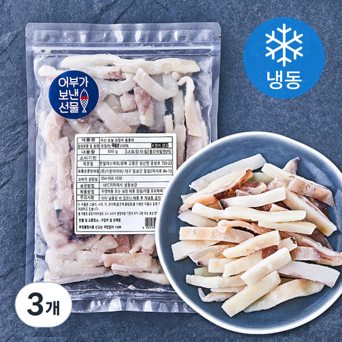 어보선 국내산 순살 오징어 몸통채 (냉동), 300g, 3개