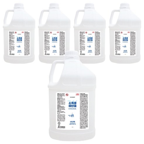 더블유제약 소독용 에탄올 83%, 5개, 4L