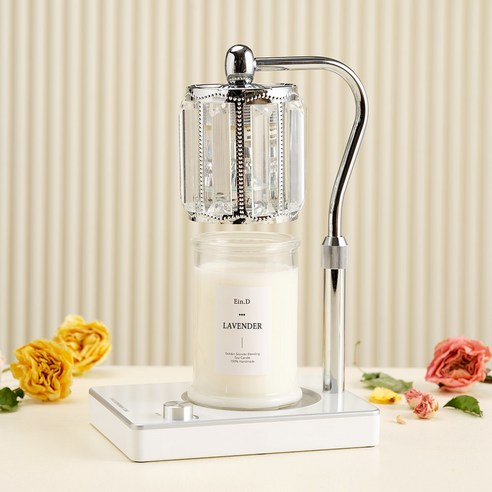 캔들백화점 엘사 캔들워머 + 소이 캔들 세트 라벤더 370g, 실버(화이트)