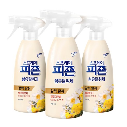 피죤 스프레이 섬유탈취제 옐로미모사 본품, 490ml, 3개 탈취/방향/살충